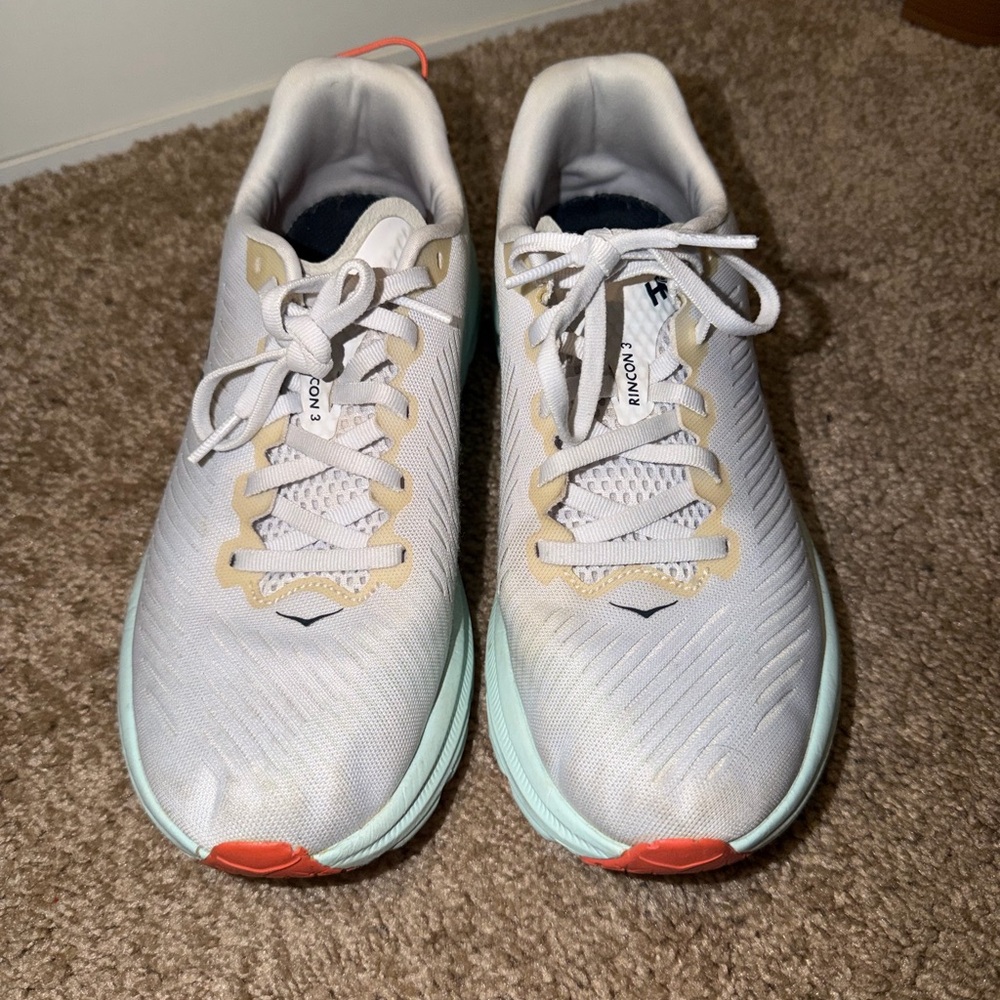 Hoka Women's White and Mint Sneakers